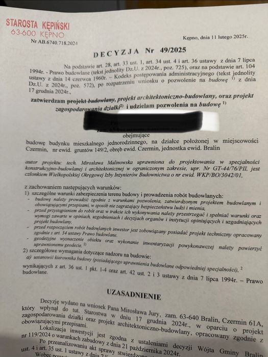 Działka z pozwoleniem na budowę