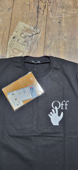 Off white czarna koszulka męska młodzieżowa t-shirt bawełna premium L