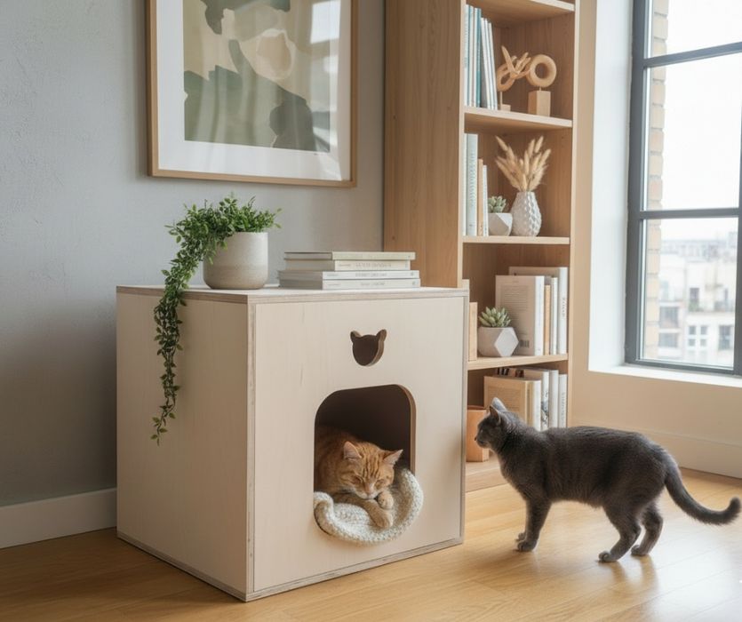 Domek dla kota drewniany Szafka Legowisko Kryjówka
