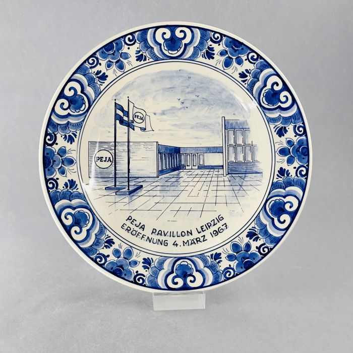 delft ręcznie malowany talerz ceramiczny targi w lipsku 1967 r