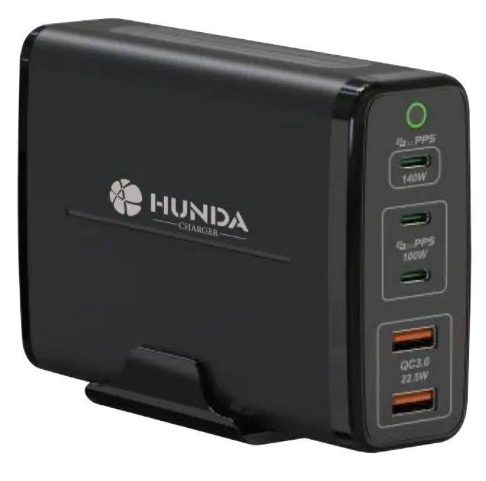 Зарядна станція HUNDA 245W USB C GaN Fast Charger з 5 портами.