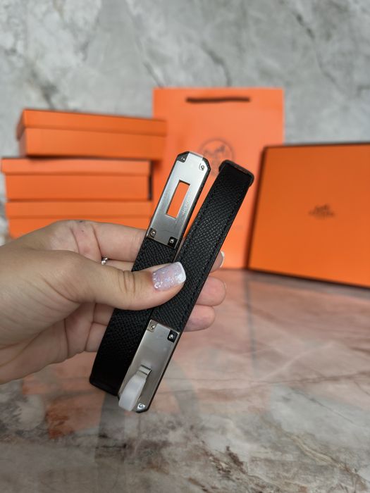Ремінь Hermes Kelly натуральна шкіра чорний, Belt epsom, пояс ермес келлі, ремень эрмес келли натуральная кожа black