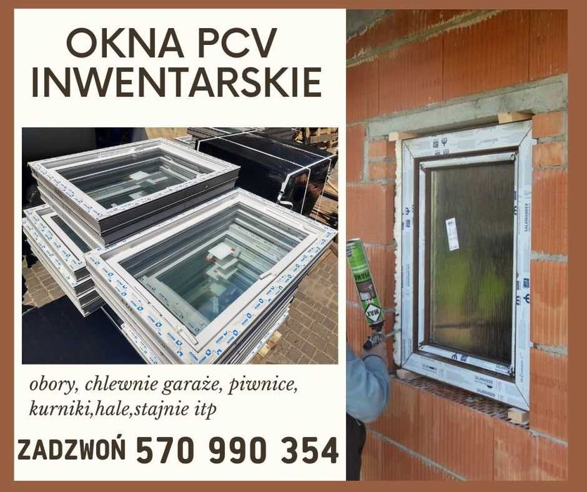 Okna PCV okno inwentarskie_techniczne_przemysłowe 6-komór NOWE