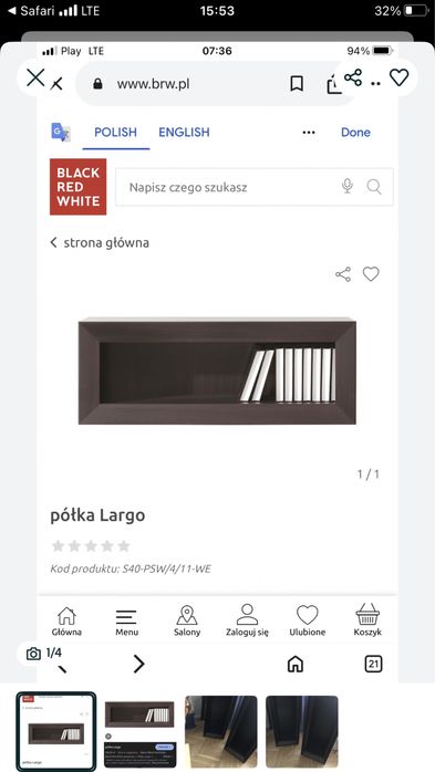 Półki wiszące Largo Black Red White x 2