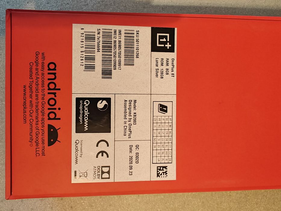Oneplus 8T kB2003 8GB 128 GB dual