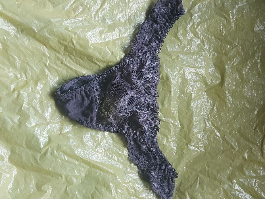 Stringi koronkowe szare damskie  rozmiar S/M