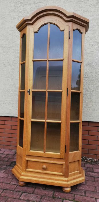 Witryna styl dębowa narożna kredens regał półki rogówka szafka komoda