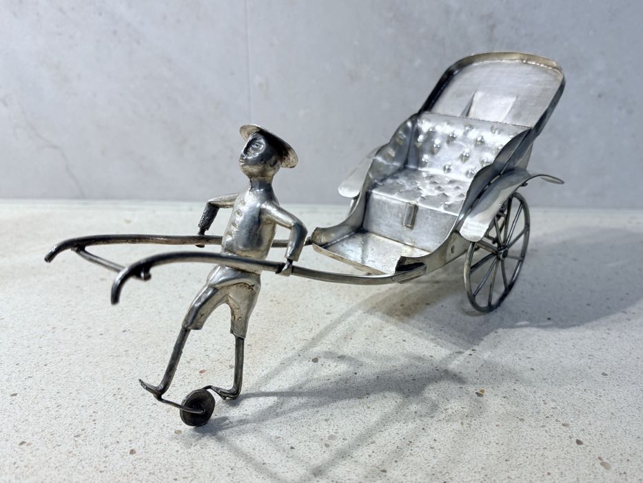 Antique Asian palanquin "spice holder" with silver plating