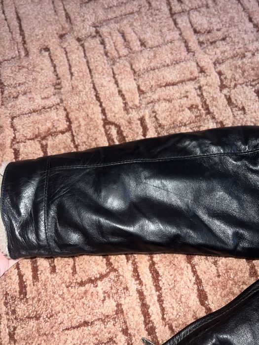 Чоловіча шкіряна куртка з утепленням (овчина), XS