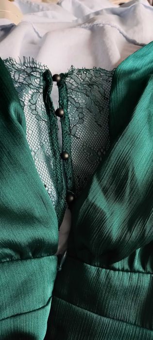 Elegancki kombinezon ZARA  butelkowa zieleń rozmiar. S
