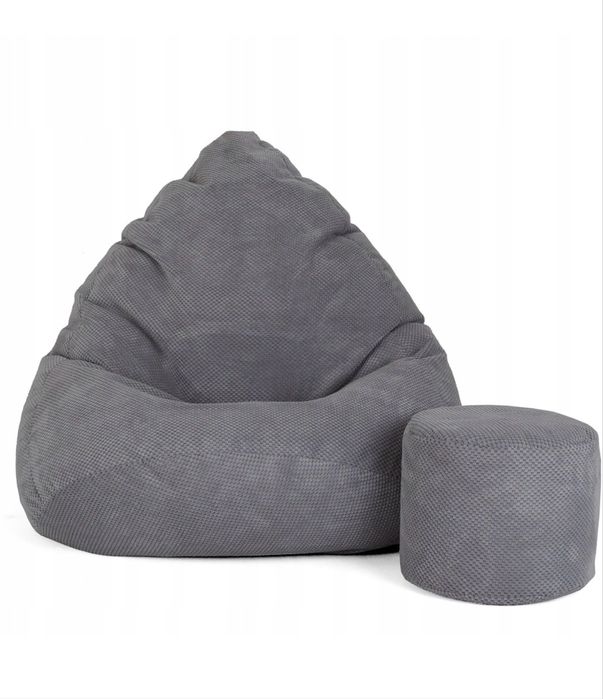 Zestaw Pufa SAKO z podnóżkiem – Wygodna, Duża, Jak NOWA