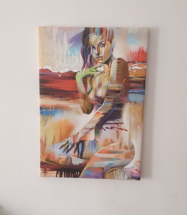Moldura mulher abstrata Quadro impressão pintura tela tecido  45x65 cm