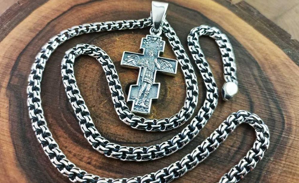 Срібний Ланцюг Бісмарк хрест Архангел Михаїл. Цепь Бисмарк крест Иисус