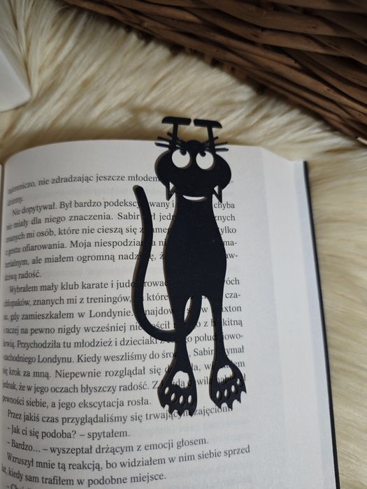 Ażurowa zakładka do książek, kot czarny hot book