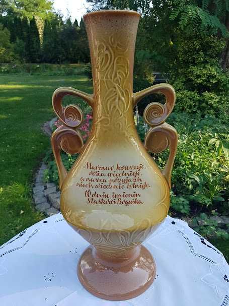 Duży wazon ( 55 cm) okolicznościowy, ceramika Mirostowice.