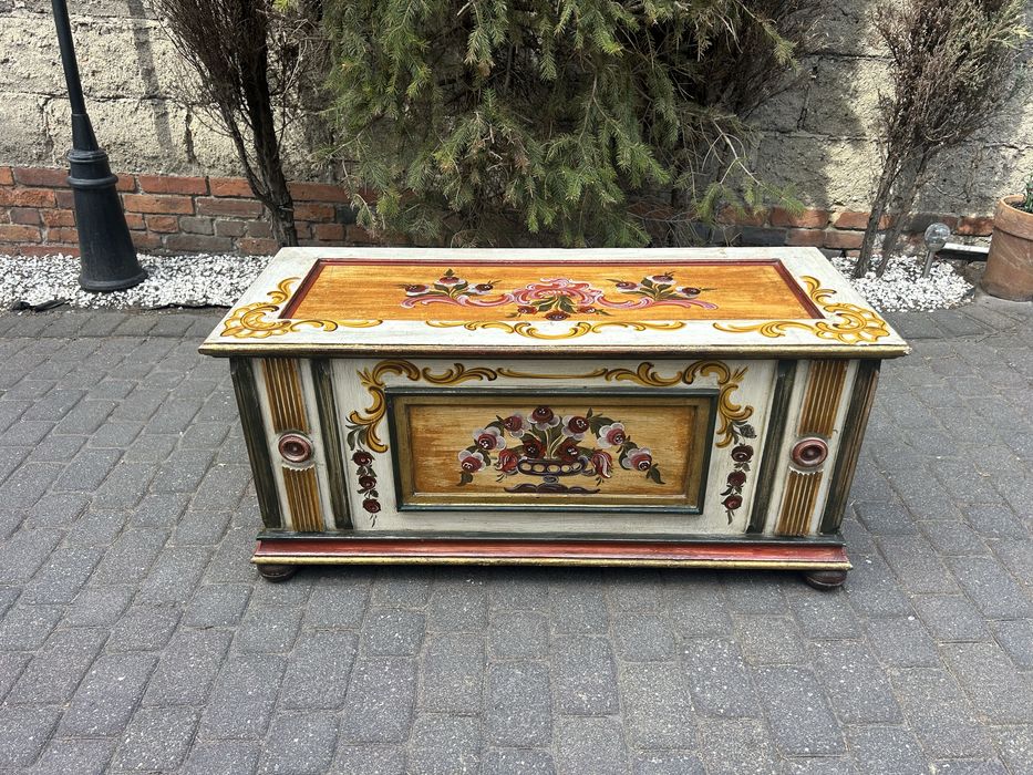 Stylowa Skrzynia Ludowa Goralska Kufer Komoda Barok Unikat Stan BDB