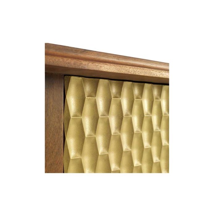 Konsola z drewna mango ze złotymi drzwiami i rzeźbionymi nogami