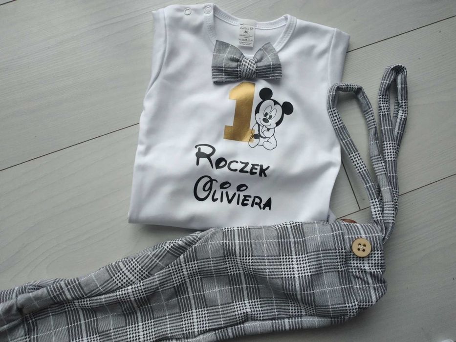 Komplet na roczek rok chlopiec pierwsze urodziny elegant