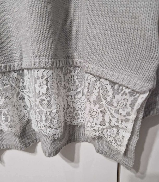 Sweter golf C&A szary koronka rozm. S / M