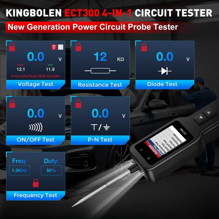 Tester obwodów elektrycznych KINGBOLEN ECT300 0V-80V test rezystancji