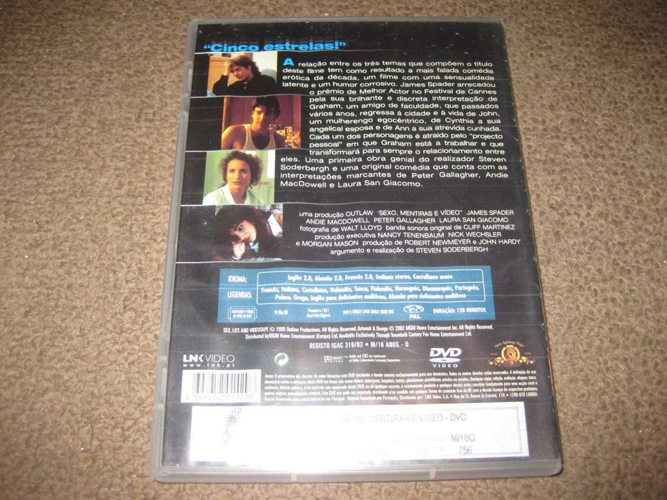 DVD "Sexo, Mentiras e Vídeo" de Steven Soderbergh