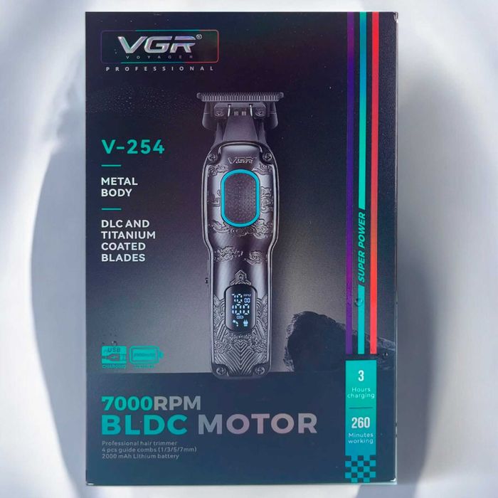 Тример для волосся та бороди VGR V-254Green 4 насадки  LED дисплей