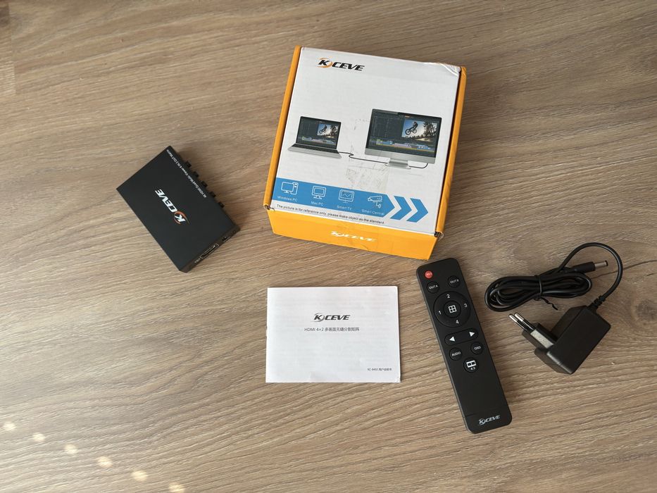 Nowy KCEVE 4K HDMI Quad Multi-Viewer 4x2 Splitter PIP
