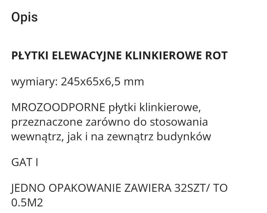Płytki  elewacyjne  klinkier  288 sztuk PILNE