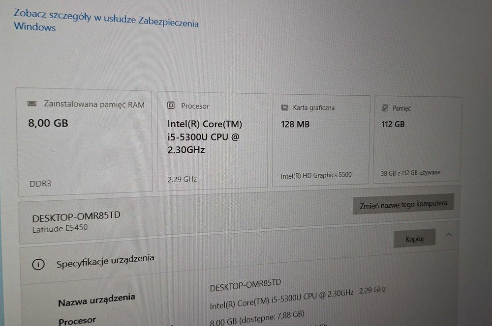 Dell Latitudel e5450 i5-5300u/8GB RAM/ 120GB SSD/ Win10