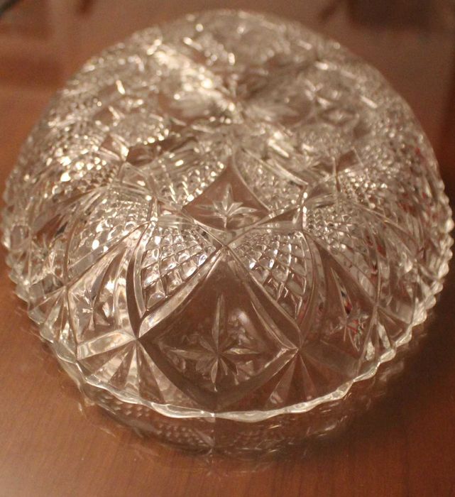 Travessa de aperitivos de cristal vintage, anos 80,com 4 divisórias,