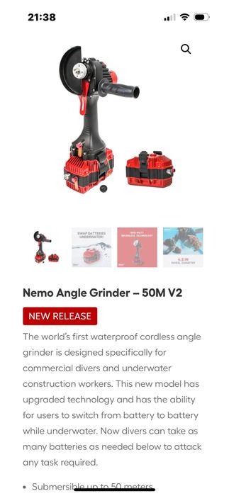 Nemo angle grinder 50M v2 - equipamento de mergulho