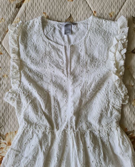 Sukienka midi H&M hafty ażurowa boho 36 S