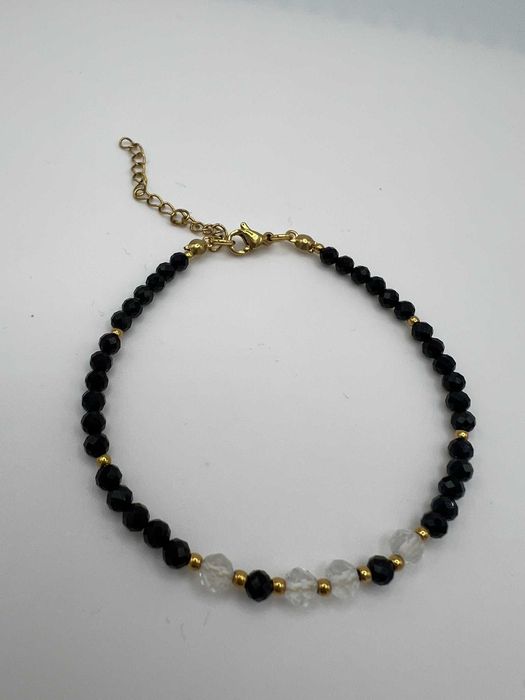 Bransoletka ochronna – Czarny Turmalin & Kryształ Górski | Rękodzieło
