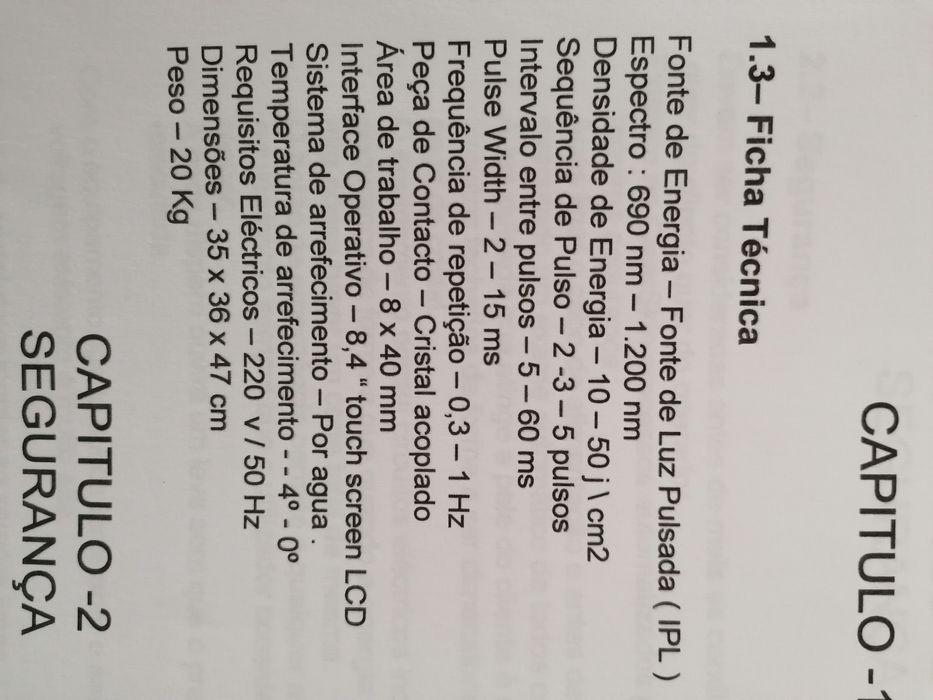 Aparelho IPL para eliminação de pelos e fotorejuvenescimento