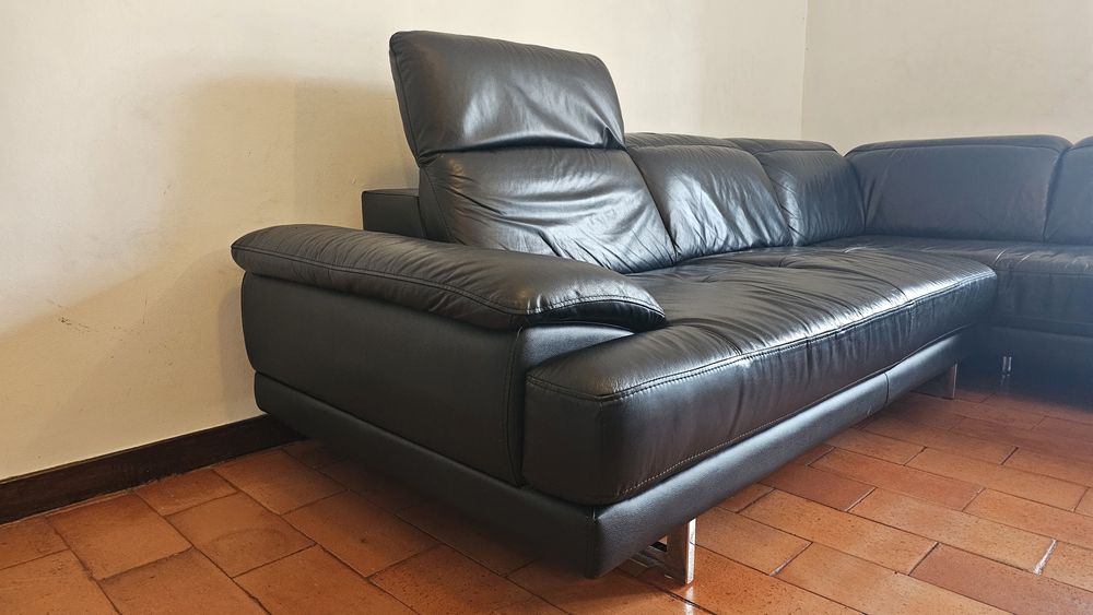 Sofa pele com chaise longue