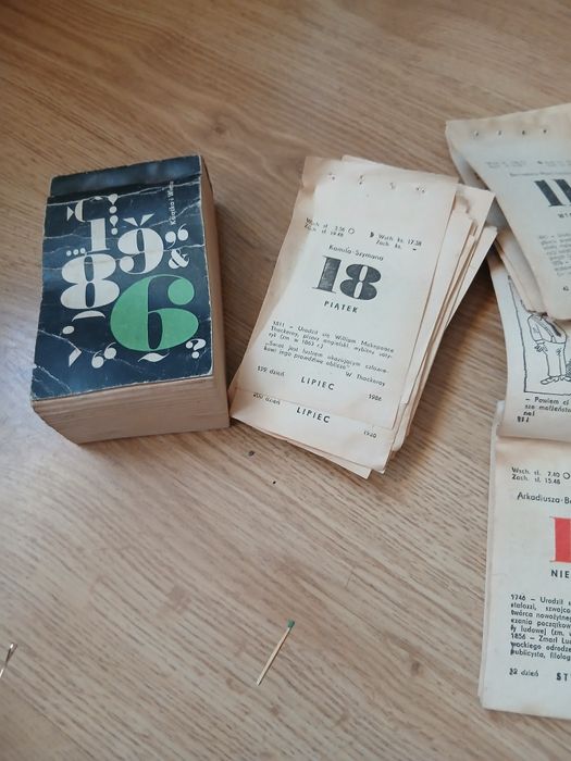 Kartka z kalendarza 1986 40 lat minęło  urodziny rocznica