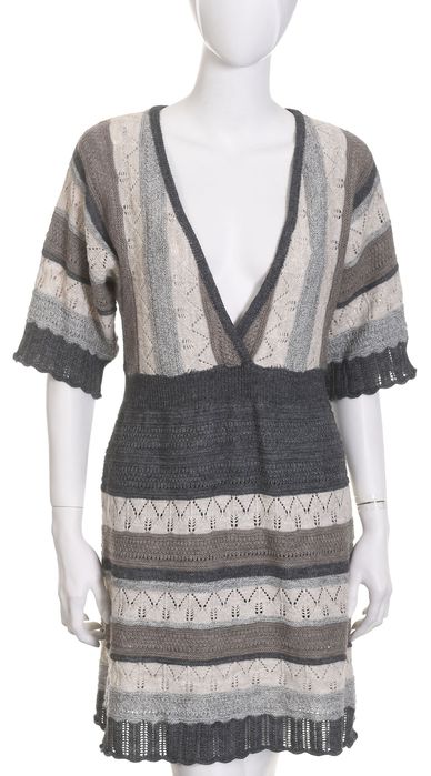 COMMA długi sweter damski z alpaką tunika sukienka ażurowy r. 42