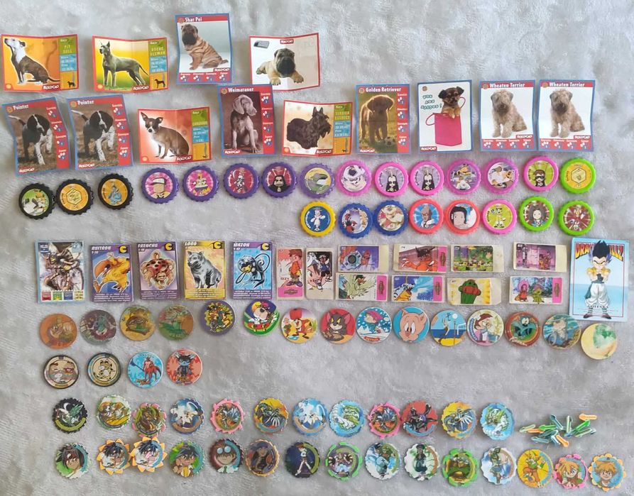 Tazos, Cromos e Spinners Vintage – Pokémon, Beyblade, Medabots, Looney Tunes, Bollycao