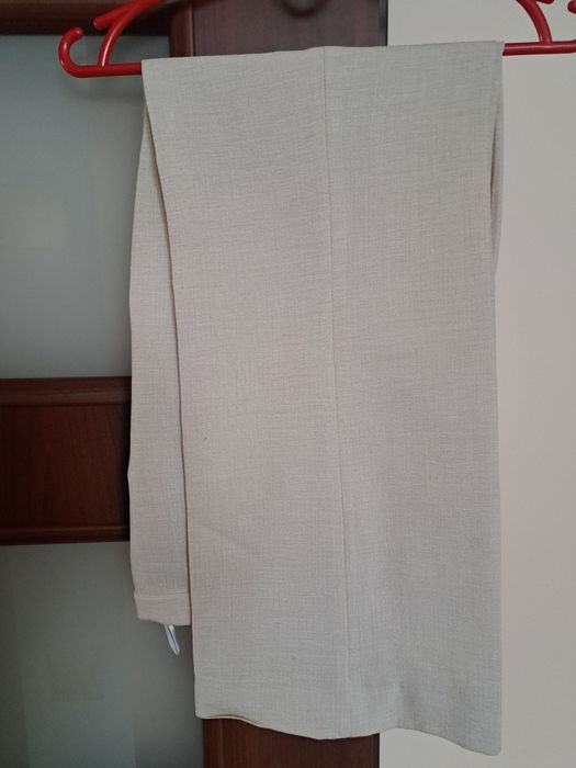 Garnitur damski beżowy szerokie spodnie r.40