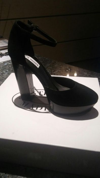 Buty Steve Madden, czarne- skóra oryginał czółenka słupek szpilki