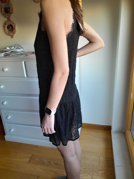 Vestido preto curto senhora, XS