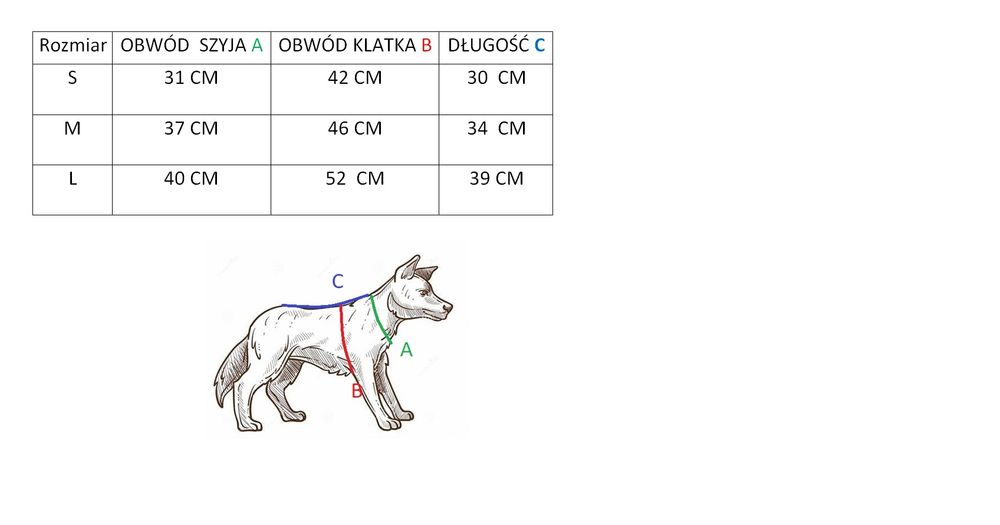 Ubranko dla psa żabka, rozmiar S, M, L