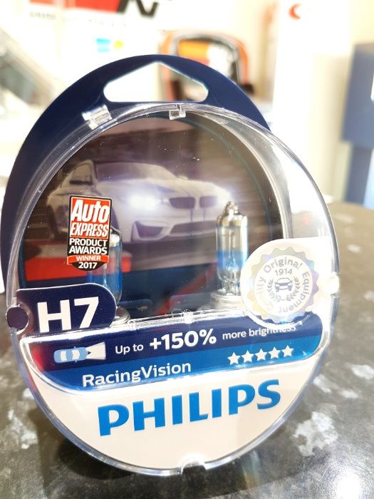 Lâmpadas Philips Halogéneo RacingVision H4, H7 +150%