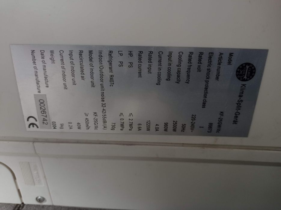 Klimatyzacja ścienna split.