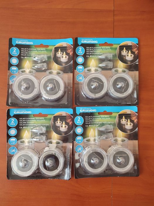 4 komplety zestawów 2  solarnych świeczek tealight Grundig