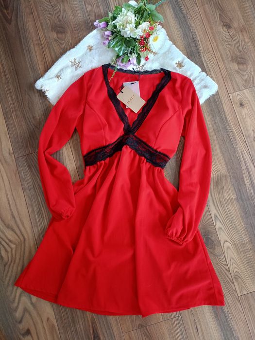 Nowa czerwona sukienka S wesele okazje imprezy