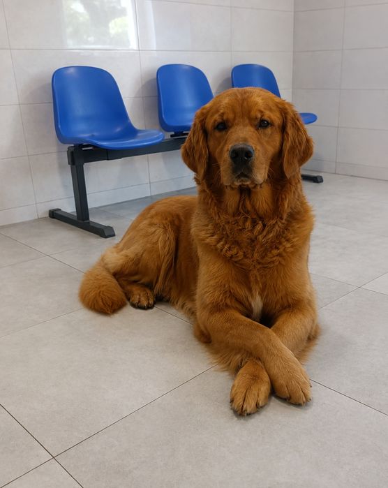 Golden retriever ciemno złoty