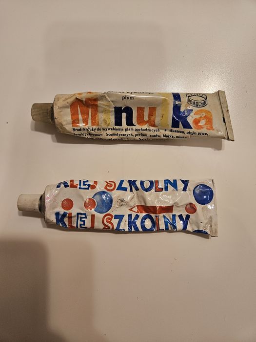 Stare opakowania tubki po kleju klej szkolny Minutka PRL