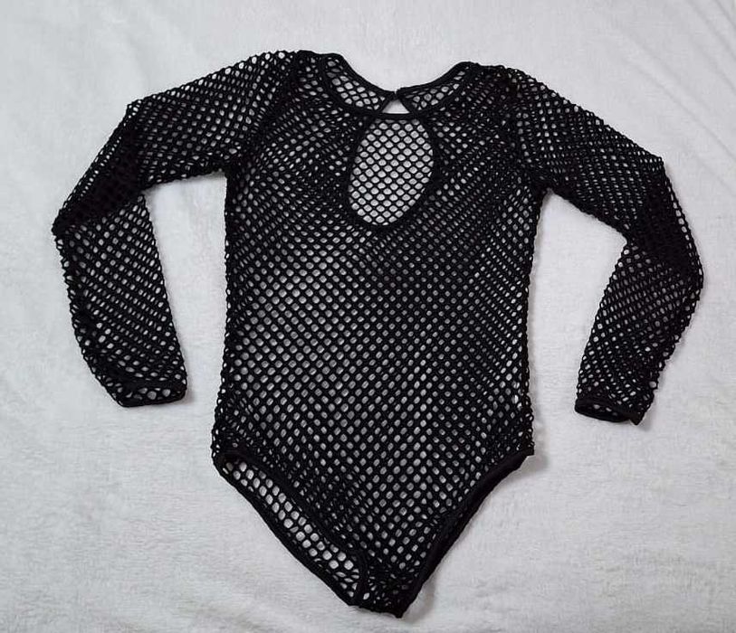 Czarne siateczkowe body eleganckie, kobiece, nowe