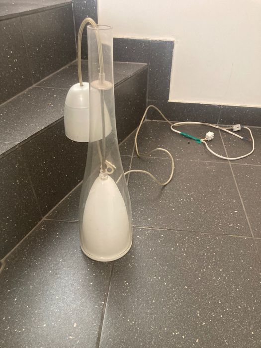 Lampa nad stół biała z przezroczystym kloszem